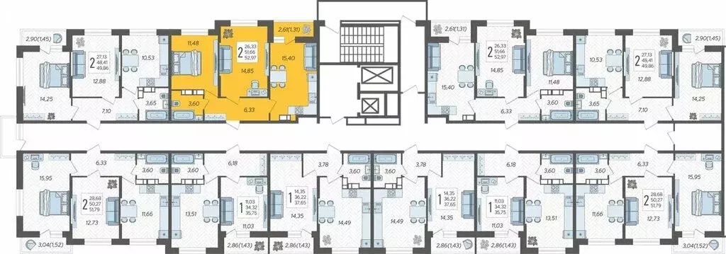 2-комнатная квартира: Краснодар, жилой комплекс Смородина (52.97 м) - Фото 1