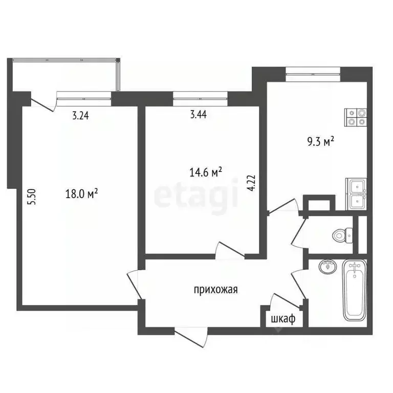 2-к кв. Москва ул. Академика Миллионщикова, 35К2 (54.1 м) - Фото 1