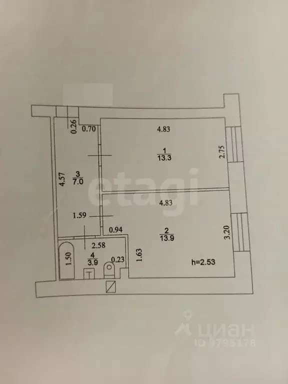 2-к кв. Татарстан, Казань ул. Маршала Чуйкова, 55 (38.1 м) - Фото 2