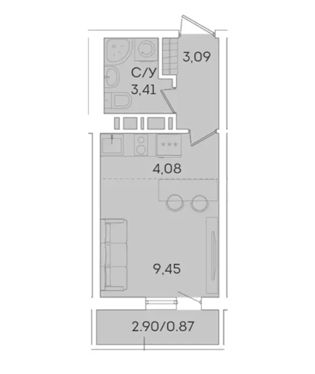 Продаётся квартира-студия, 20.84 м - Фото 1