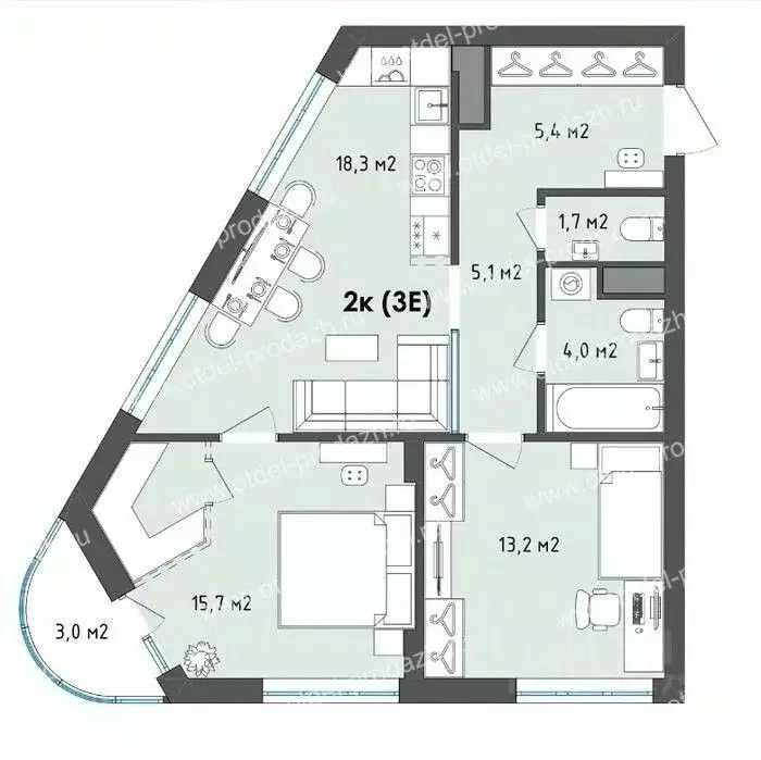 2-к кв. Воронежская область, Воронеж бул. Содружества, 1 (64.9 м) - Фото 0