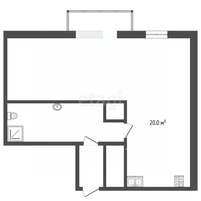 Студия Тюменская область, Тюмень ул. Тимофея Чаркова, 79к2 (32.4 м) - Фото 2