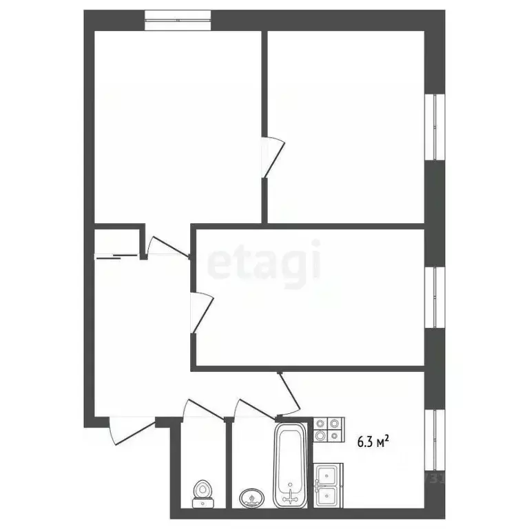 3-к кв. Псковская область, Печорский муниципальный округ, д. Лавры ул. ... - Фото 1