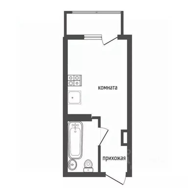 Студия Воронежская область, Воронеж ул. Ворошилова, 63/2 (16.5 м) - Фото 1