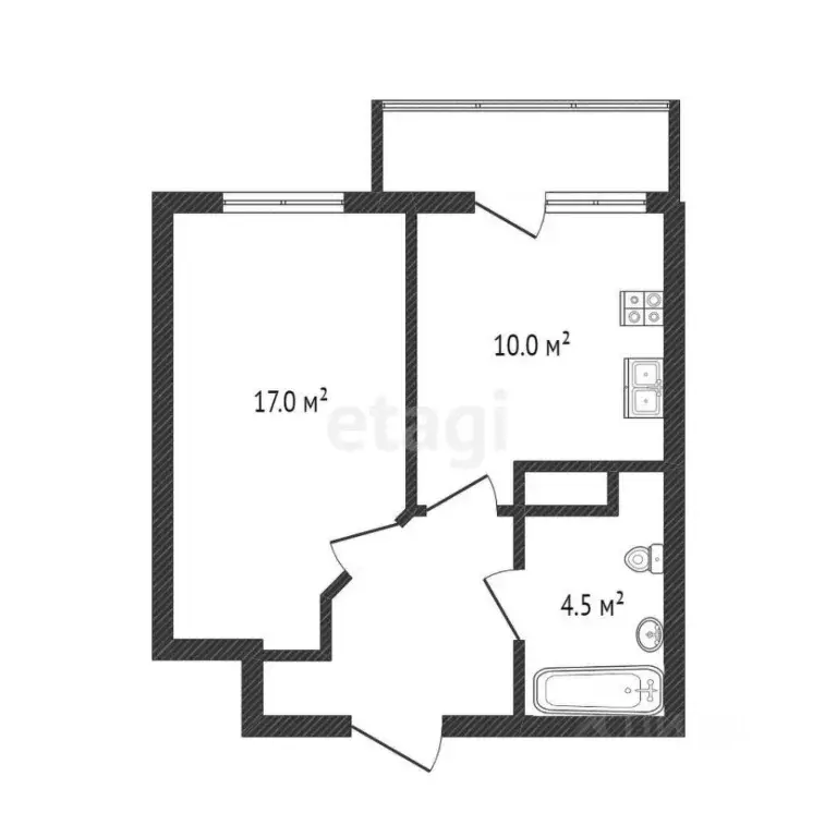 1-к кв. Тюменская область, Тюмень ул. Бакинских Комиссаров, 3к1 (34.8 ... - Фото 1