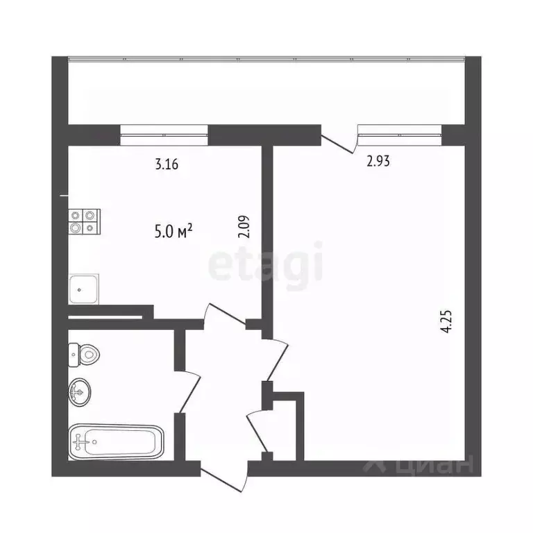 1-к кв. Томская область, Томск Сибирская ул., 102 (25.0 м) - Фото 1