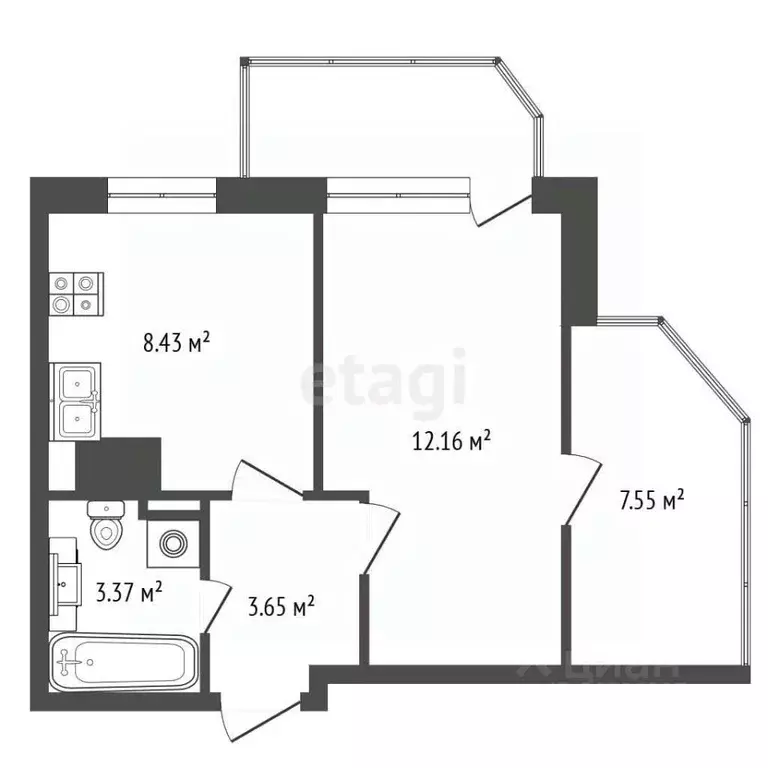 1-к кв. Севастополь ул. Генерала Мельника, 11А/2 (34.6 м) - Фото 2