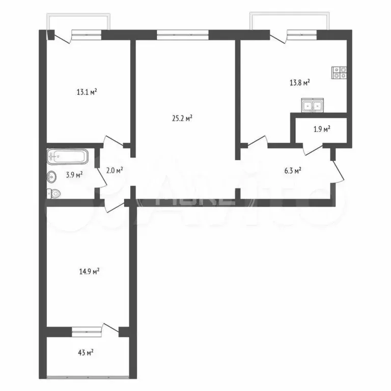 3-к. квартира, 85 м, 3/4 эт. - Фото 0
