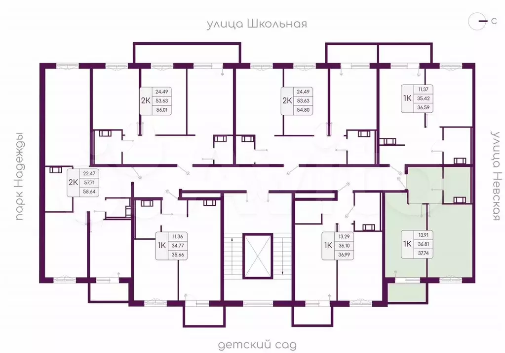 1-к. квартира, 37,7 м, 5/5 эт. - Фото 1