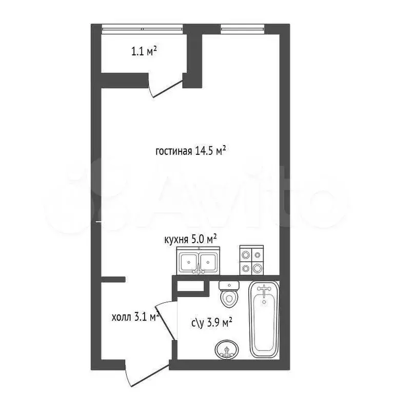 Квартира-студия, 26,4 м, 5/8 эт. - Фото 0