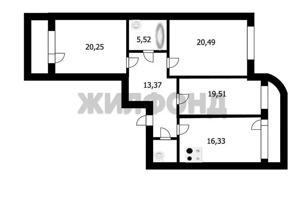 3-комнатная квартира: Новосибирск, улица Дуси Ковальчук, 238 (101 м) - Фото 0