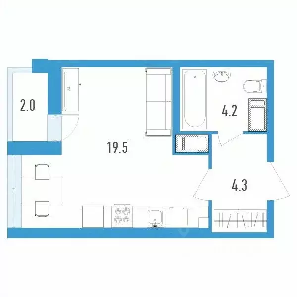 Студия Санкт-Петербург ул. Вадима Шефнера, 4 (29.0 м) - Фото 0