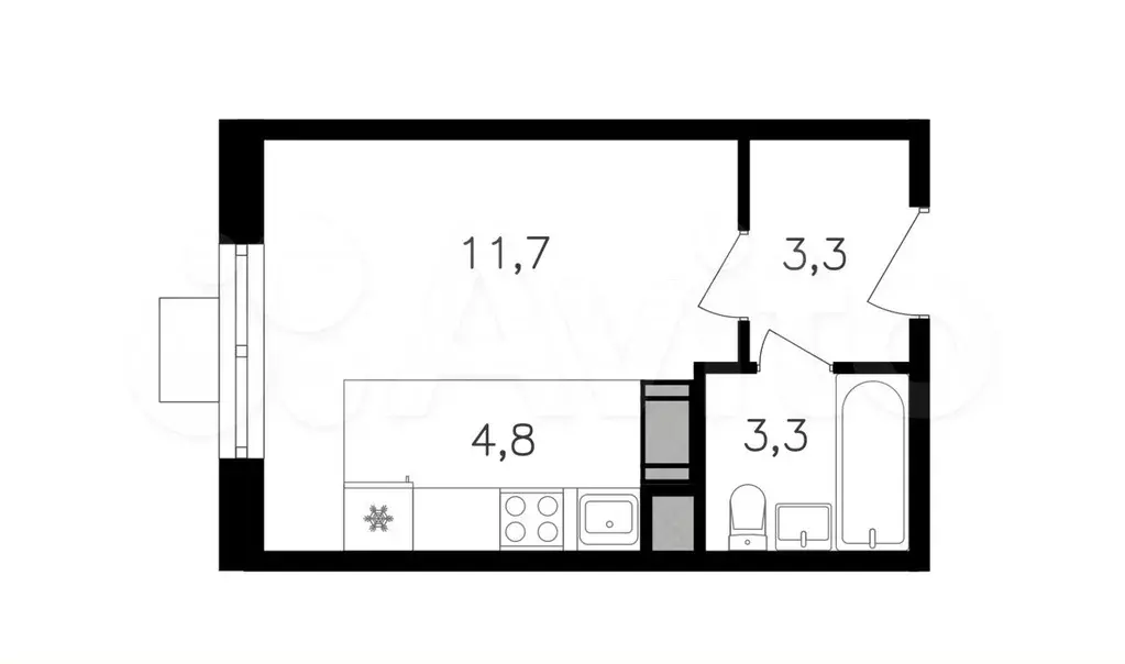 Квартира-студия, 23,1 м, 15/27 эт. - Фото 0