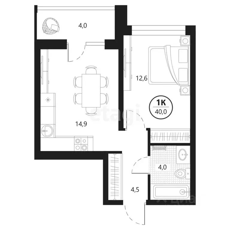 1-к кв. Тюменская область, Тюмень ул. Разведчика Кузнецова, 7 (40.0 м) - Фото 0