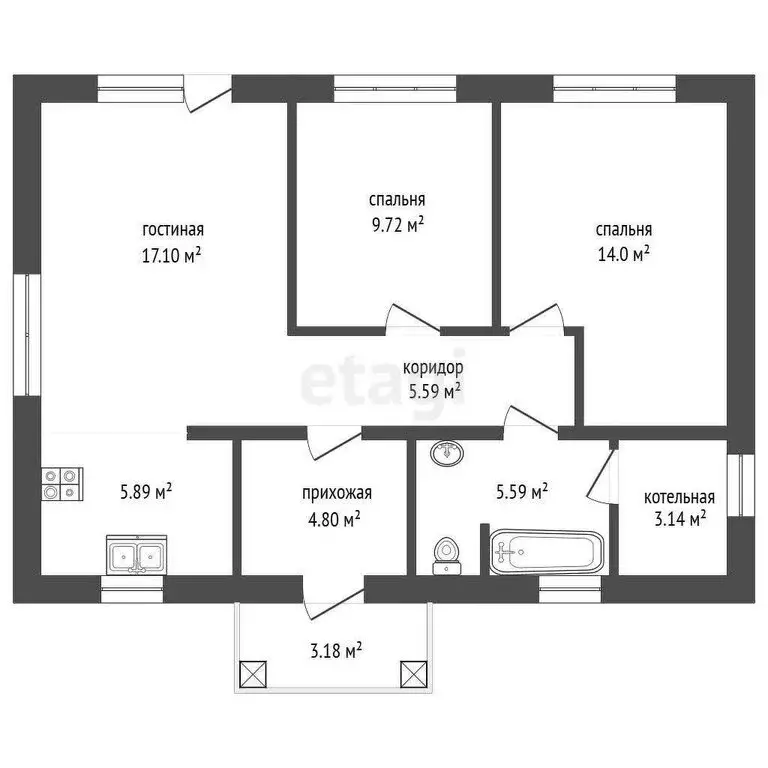 Дом в Тюменский муниципальный округ, посёлок Новотуринский (65 м) - Фото 1