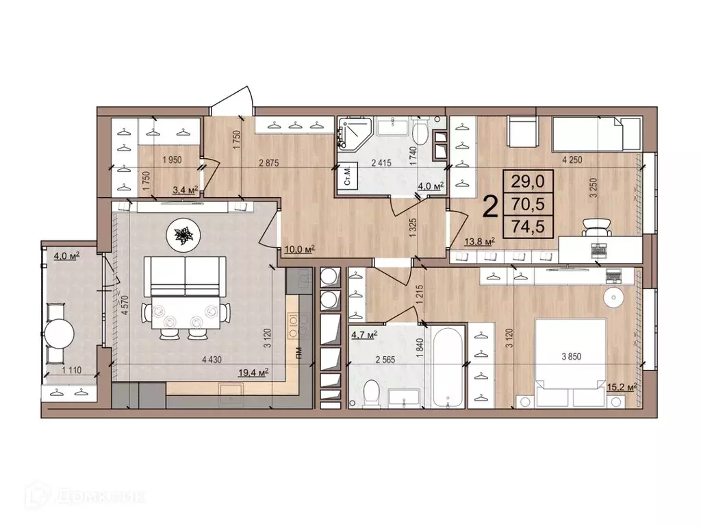 2-к кв. Рязанская область, Рязань Медицинская ул., 3 (74.5 м) - Фото 2