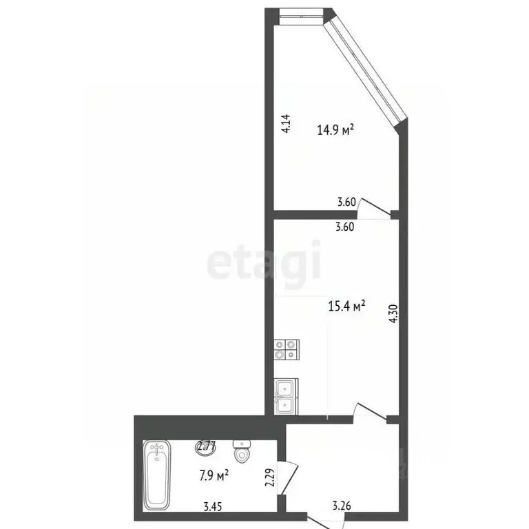 Студия Краснодарский край, Геленджик Туристическая ул., 3 (39.8 м) - Фото 2