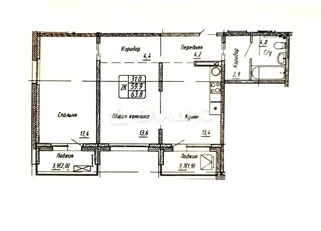 2-комнатная квартира: Новосибирск, ул. Александра Чистякова, 26 (59 м) - Фото 0