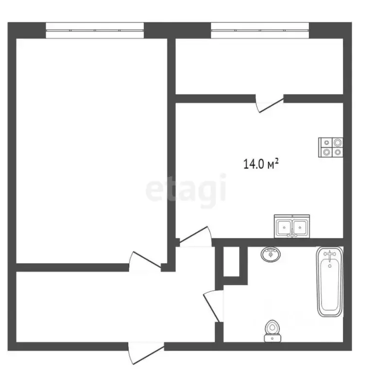 1-к кв. Тюменская область, Тюмень ул. Новоселов, 109 (34.7 м) - Фото 0