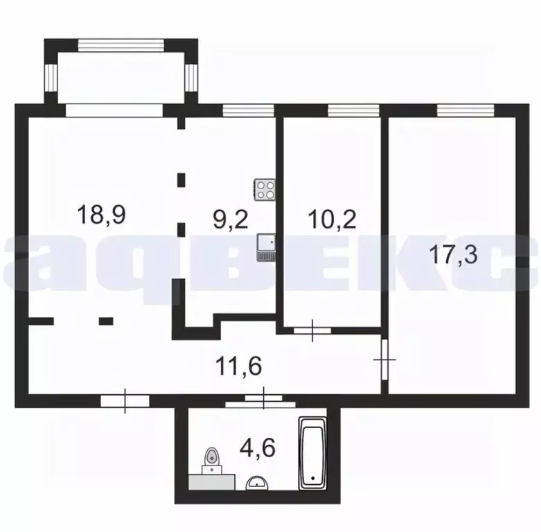 3-к кв. Санкт-Петербург ул. Чайковского, 60 (72.0 м) - Фото 1