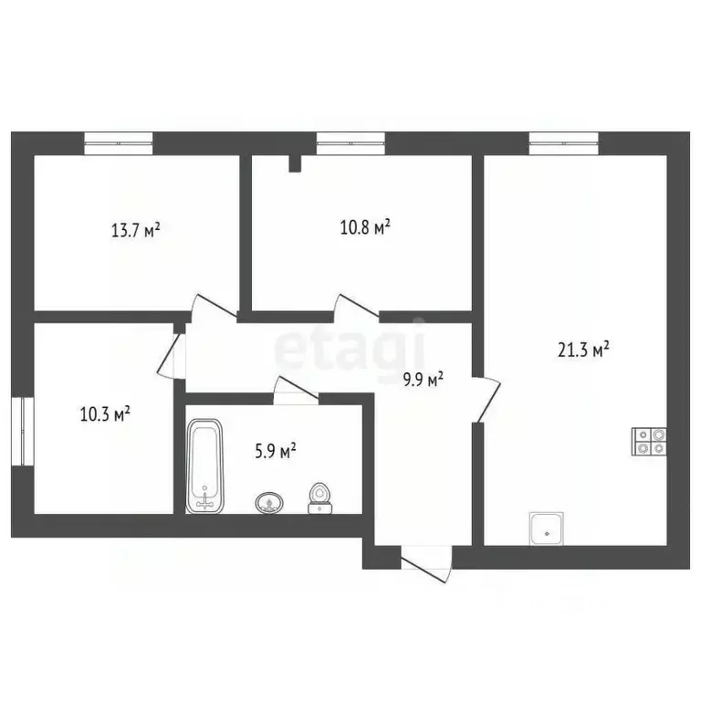 3-к кв. Севастополь ул. Адмирала Фадеева, 46Бк1 (69.8 м) - Фото 2