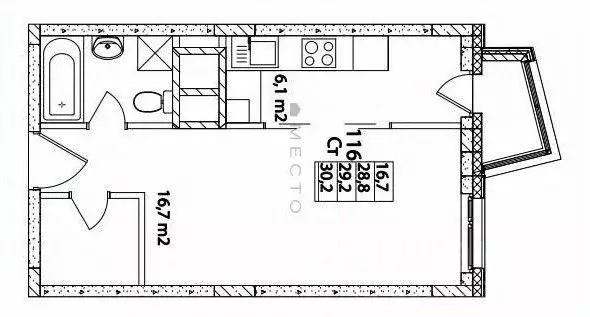 1-к кв. Московская область, Ленинский городской округ, д. Горки ул. ... - Фото 2