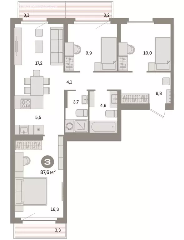 3-комнатная квартира: Екатеринбург, жилой район Сортировочный, ... - Фото 1