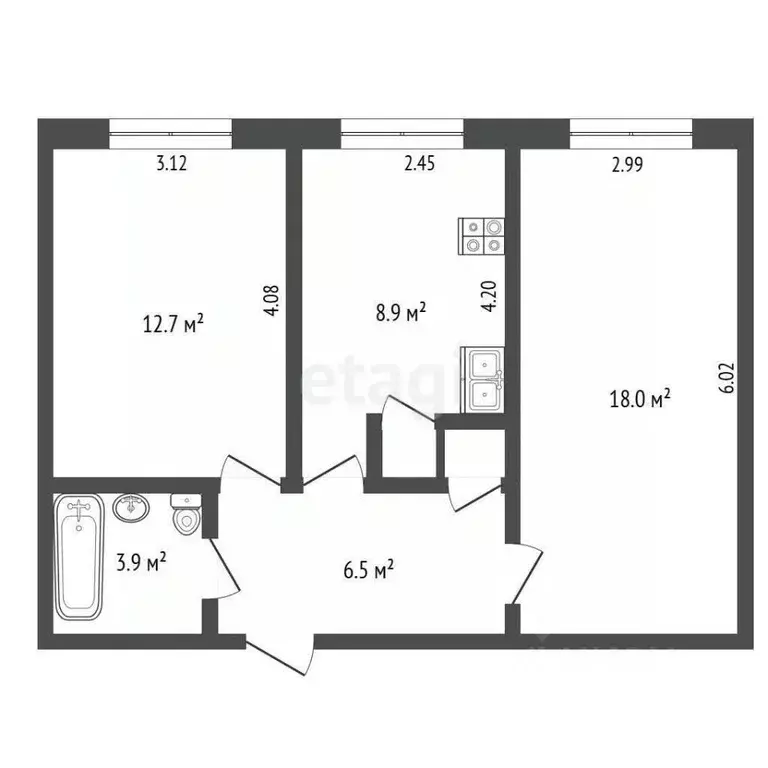 2-к кв. Ямало-Ненецкий АО, Новый Уренгой Советский мкр, 3/3 (58.0 м) - Фото 0