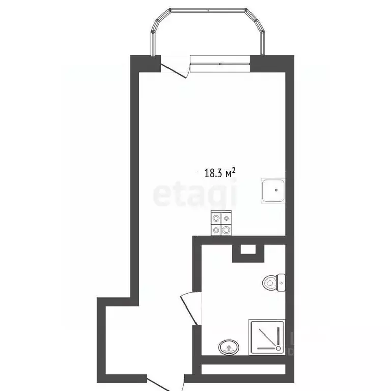 Студия Тюменская область, Тюмень ул. Новоселов, 105 (18.5 м) - Фото 0