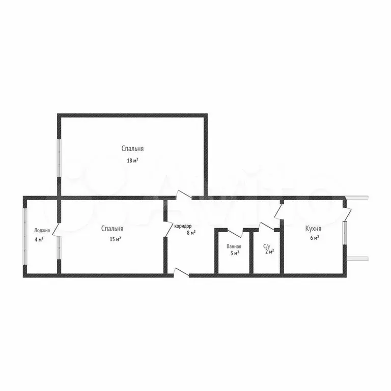 2-к. квартира, 51 м, 2/5 эт. - Фото 0