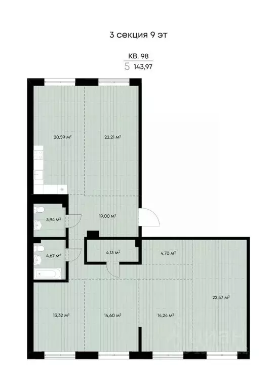 5-к кв. Иркутская область, Иркутск ул. Лебедева-Кумача, 25 (143.97 м) - Фото 0