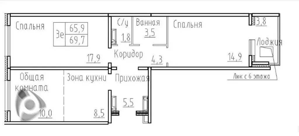 3-комнатная квартира: посёлок Элитный, Венская улица, 8 (69.6 м) - Фото 0