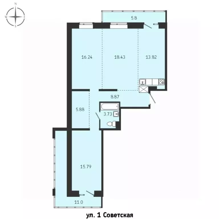 3-к кв. Иркутская область, Иркутск Советская ул., 115/1 (99.56 м) - Фото 0