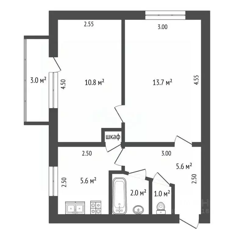 2-к кв. Ростовская область, Батайск Авиагородок мкр, 18 (40.4 м) - Фото 1