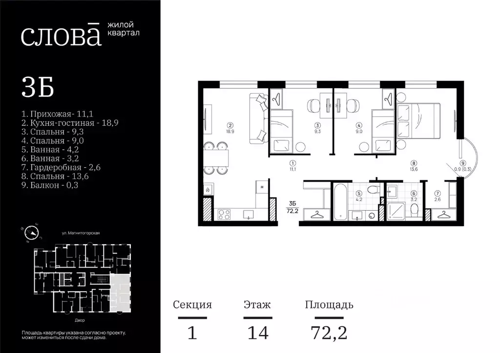 3-к кв. Астраханская область, Астрахань Магнитогорская ул., 1 (72.45 ... - Фото 1