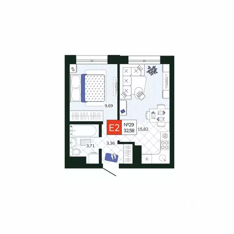 1-к кв. Тульская область, Тула Мясново мкр, Желания жилой комплекс ... - Фото 1