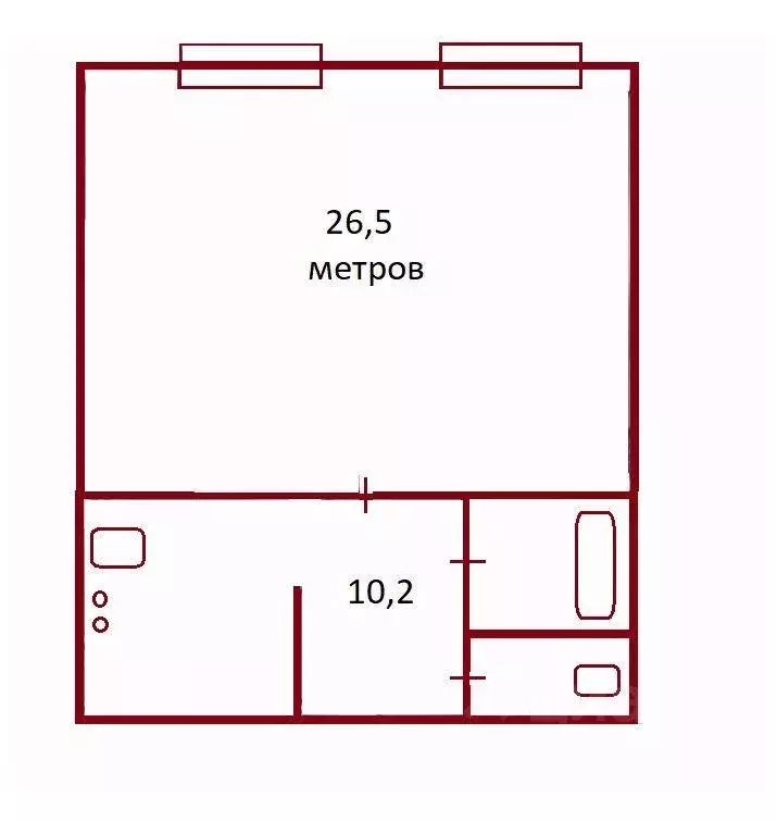 Квартира, 1 комната, 40.5 м - Фото 1