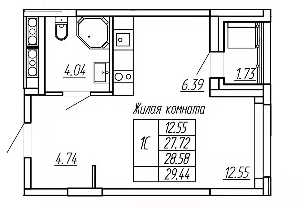 Студия Марий Эл, Йошкар-Ола Два Капитана жилой комплекс (28.58 м) - Фото 0