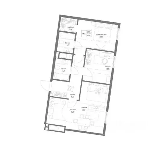 3-к кв. Татарстан, Казань Резиденция на Сары Садыковой жилой комплекс ... - Фото 1