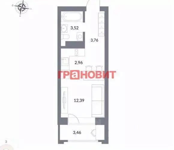 Квартира, студия, 25.2 м - Фото 0