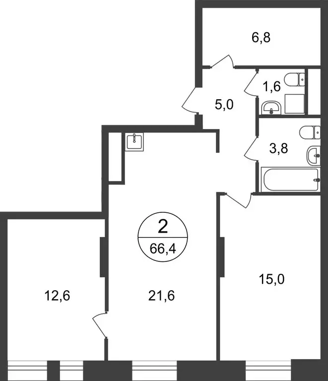 2-комнатная квартира: Московский, улица Никитина, 3к3 (66.4 м) - Фото 1