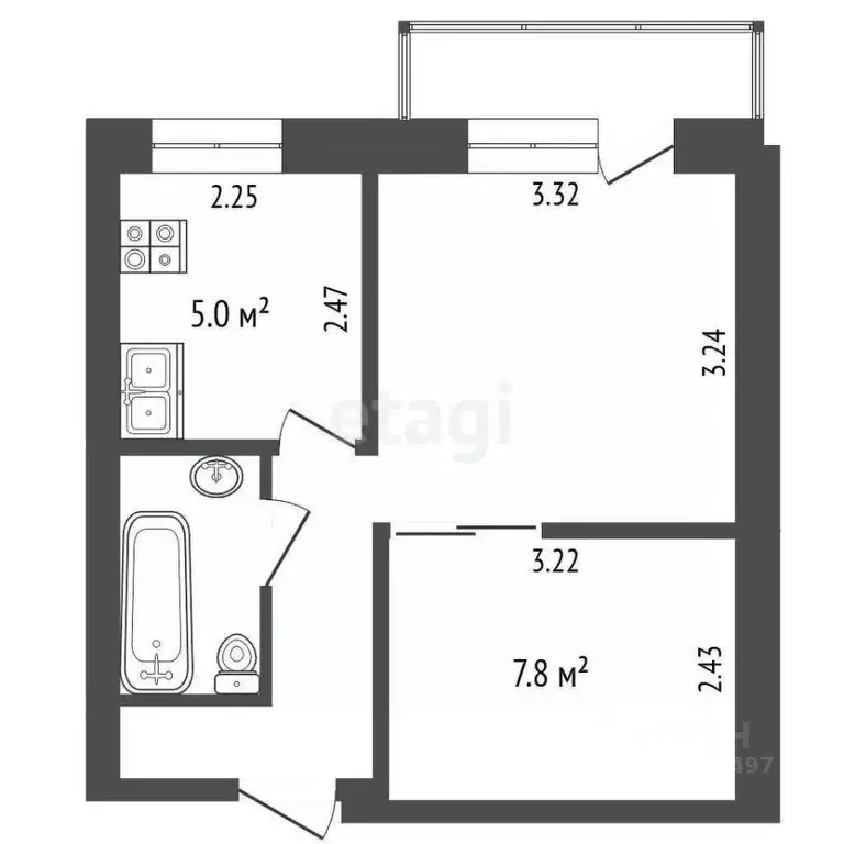 1-к кв. Московская область, Серпухов ул. Ворошилова, 127 (28.3 м) - Фото 2