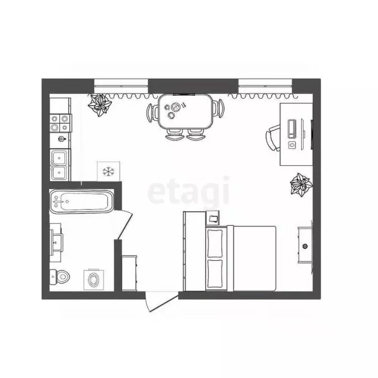Студия Тюменская область, Тюмень ул. Мельникайте, 83 (23.0 м) - Фото 2