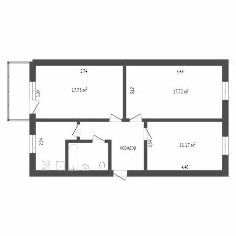3-комнатная квартира: Тобольск, микрорайон 7А, 15 (65 м) - Фото 1