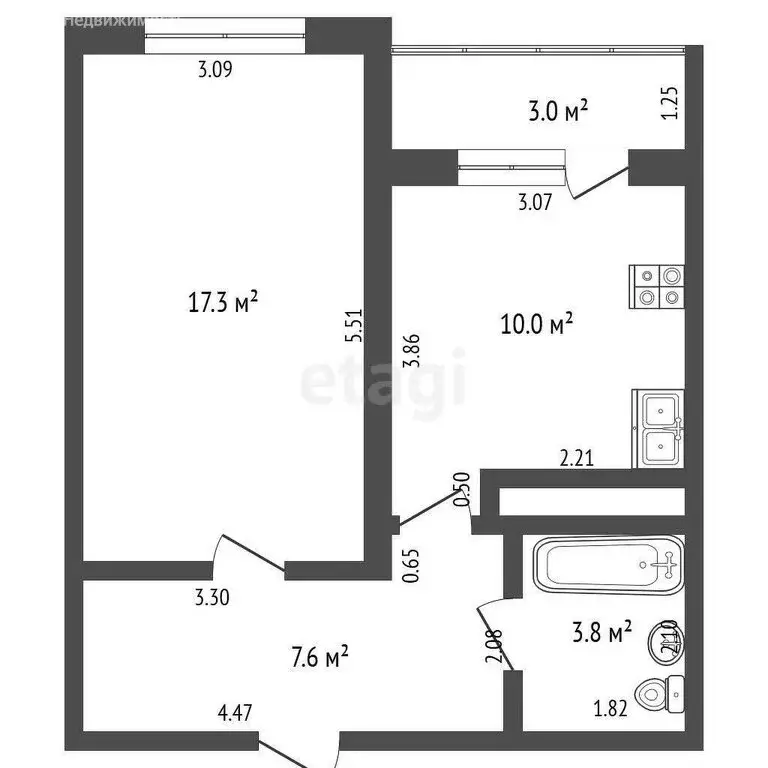 1-комнатная квартира: Анапа, Владимирская улица, 55В (38 м) - Фото 1