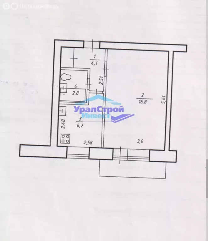 1-комнатная квартира: Октябрьский, улица Садовое Кольцо, 61 (31.4 м) - Фото 1