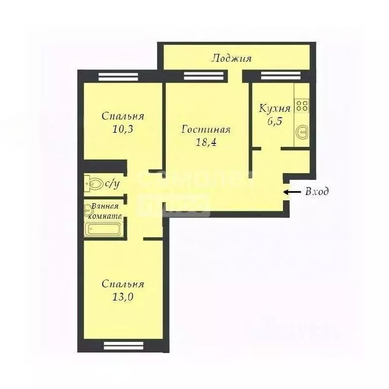 3-к кв. Москва ул. Обручева, 4К1 (57.4 м) - Фото 2