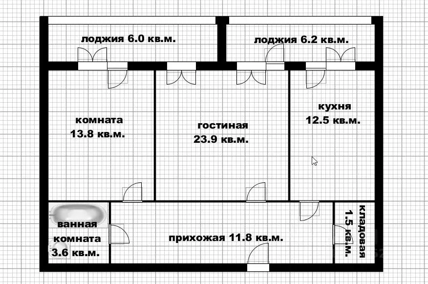 2-к кв. Башкортостан, Уфа Комсомольская ул., 159/1 (73.2 м) - Фото 2