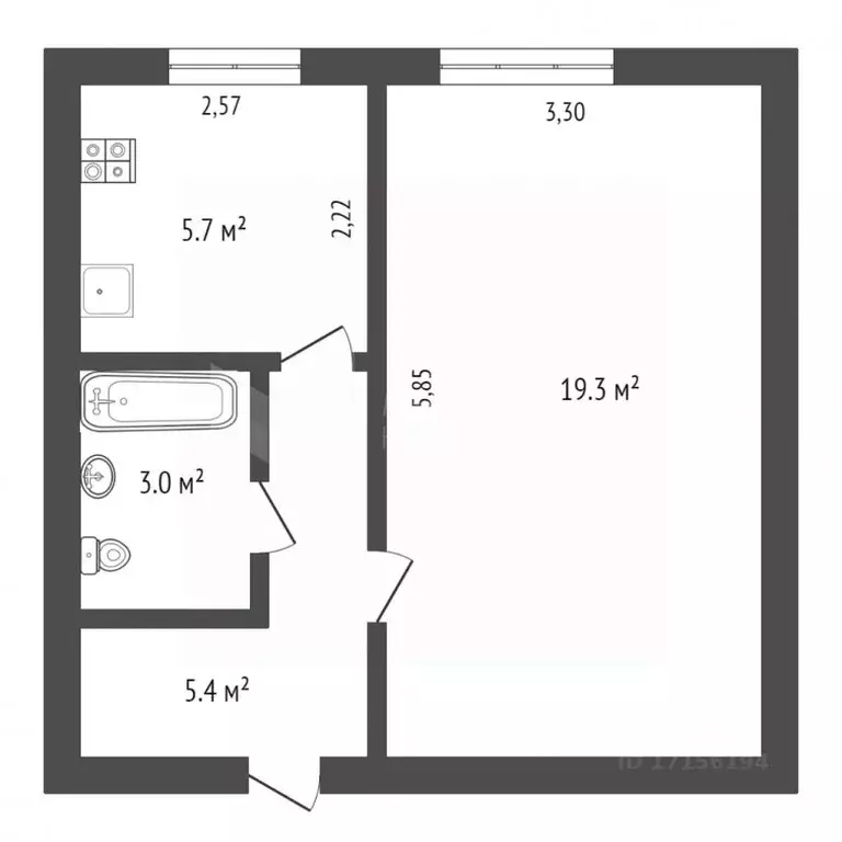 1-к кв. Тюменская область, Тюмень ул. 9 Января, 4 (34.0 м) - Фото 1