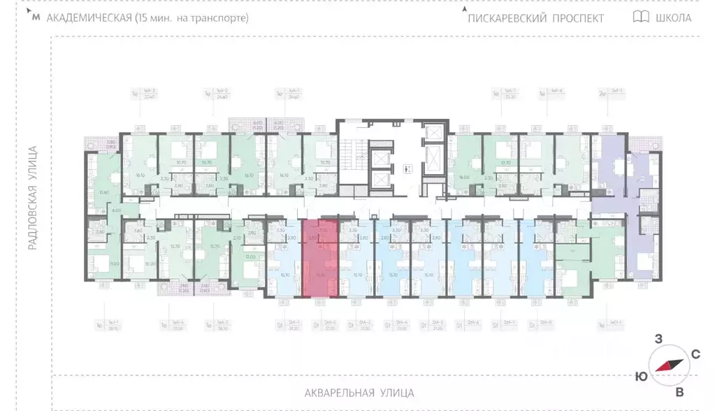 Студия Санкт-Петербург Ручьи тер.,  (21.2 м) - Фото 2
